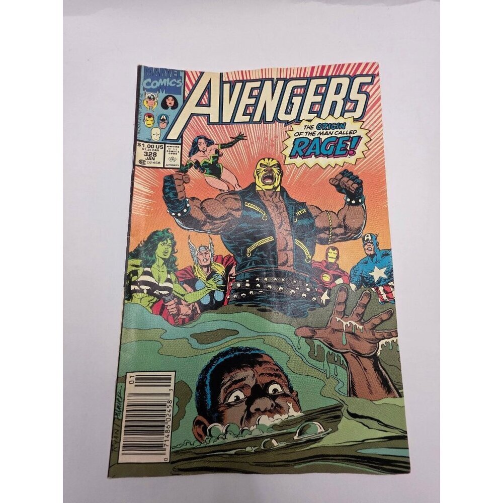 Avengers #328 Marvel Comics Newsstand Origin of Rage 1991